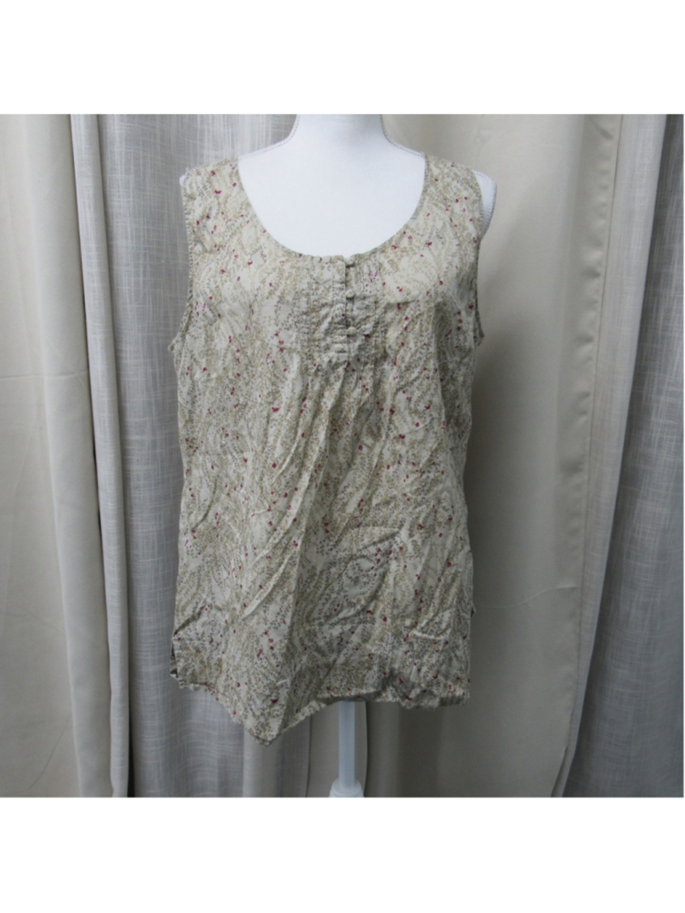 Eddie Bauer Vintage Floral Paisley Tank Top XL 100% Cotton Sleeveless Blouse